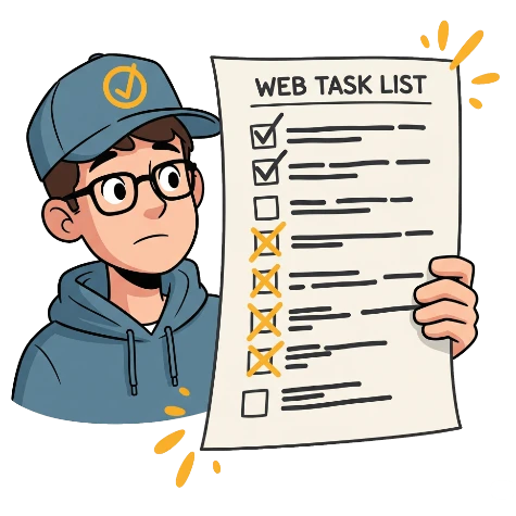 Illustration of web development task checklist